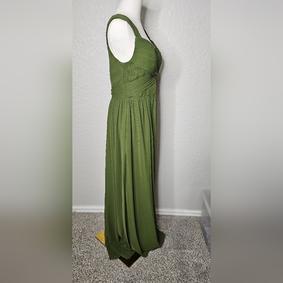 Azazie Womens  Forrest Green Halter Neckline Chiffon Bridesmaid Formal Sz A10 - Picture 4 of 9
